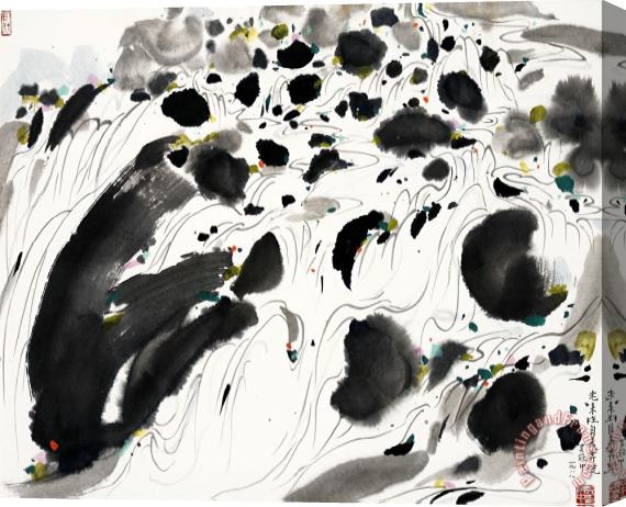 Wu Guanzhong An Old Man's Envy of a Rushing Stream Stretched Canvas Painting / Canvas Art