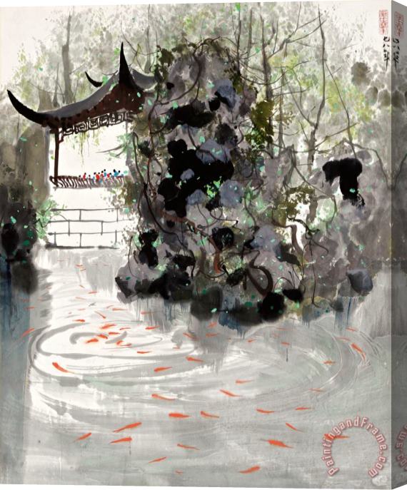 Wu Guanzhong Appreciating The Fish, 1978 Stretched Canvas Print / Canvas Art