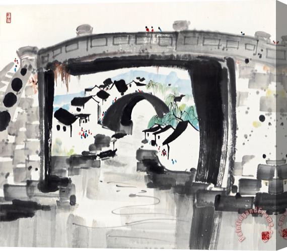Wu Guanzhong Boating in Jiangnan Stretched Canvas Painting / Canvas Art