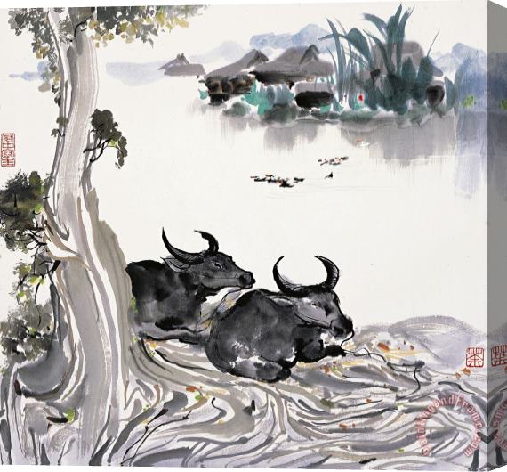Wu Guanzhong Bull Stretched Canvas Painting / Canvas Art