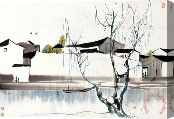 Wu Guanzhong By The Banks Stretched Canvas Print / Canvas Art