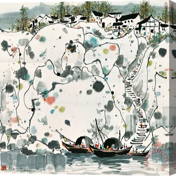 Wu Guanzhong By The Wu River Stretched Canvas Painting / Canvas Art