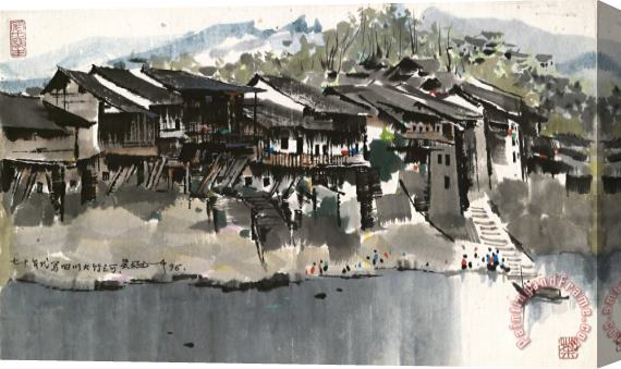 Wu Guanzhong Da Zhu River, Sichuan, 1996 Stretched Canvas Painting / Canvas Art