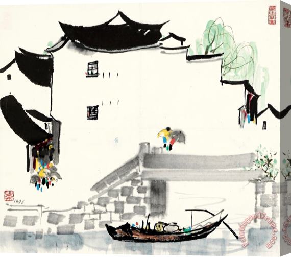Wu Guanzhong Drizzle in The River Town, 1986 Stretched Canvas Painting / Canvas Art