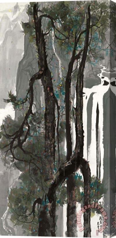 Wu Guanzhong E'mei Under Li Bai's Moonlight Stretched Canvas Print / Canvas Art