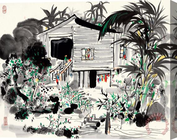 Wu Guanzhong Farmsteads in Chiang Mai of Thailand, 1990 Stretched Canvas Painting / Canvas Art