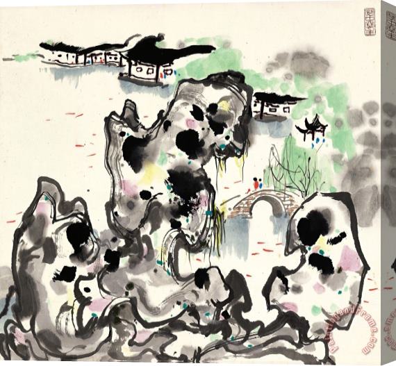 Wu Guanzhong Garden in Suzhou 觀魚 Stretched Canvas Painting / Canvas Art