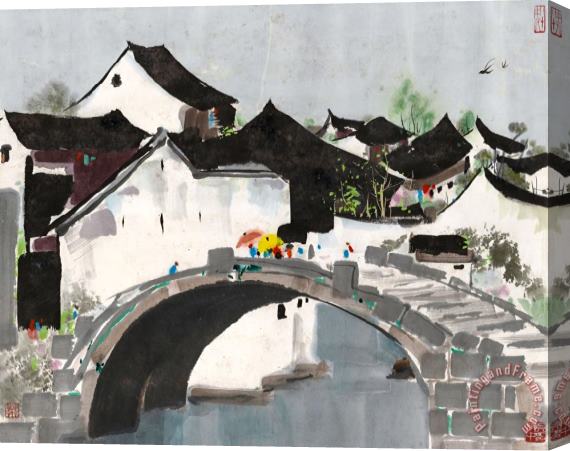 Wu Guanzhong Hometown of Jiangnan Stretched Canvas Painting / Canvas Art