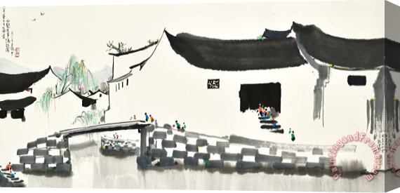 Wu Guanzhong Jiangnan Water Village, 1988 Stretched Canvas Painting / Canvas Art