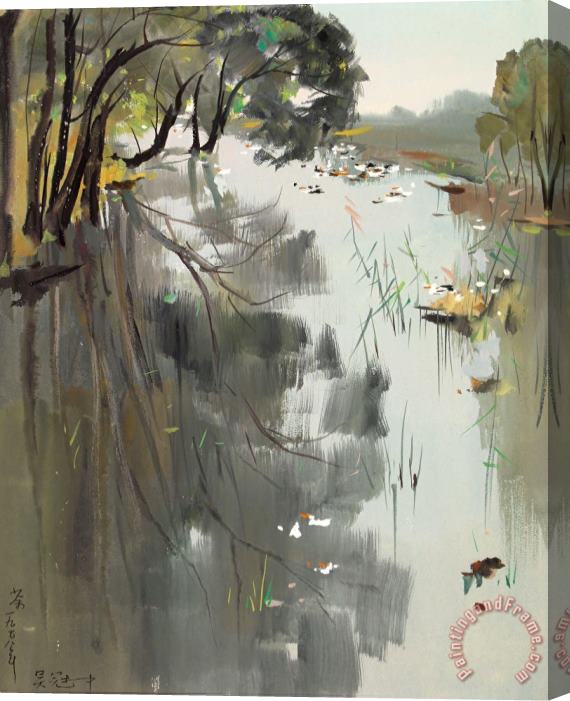 Wu Guanzhong Lake, 1978 Stretched Canvas Painting / Canvas Art