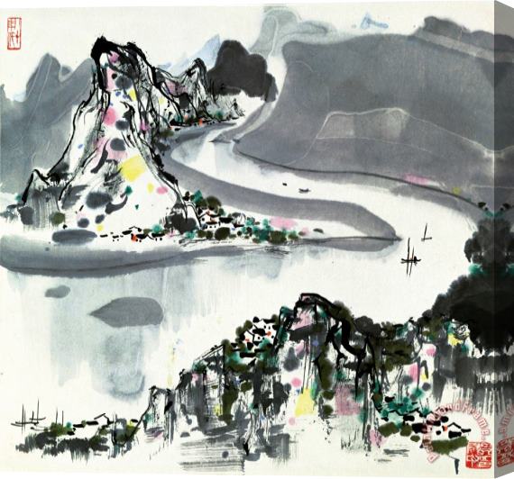 Wu Guanzhong Lijiang River Stretched Canvas Painting / Canvas Art