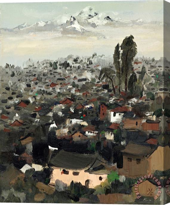 Wu Guanzhong Lijiang Town at The Foot of The Yulong Mountains Stretched Canvas Print / Canvas Art