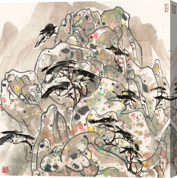 Wu Guanzhong Lofty Mountains And Pine Stretched Canvas Painting / Canvas Art