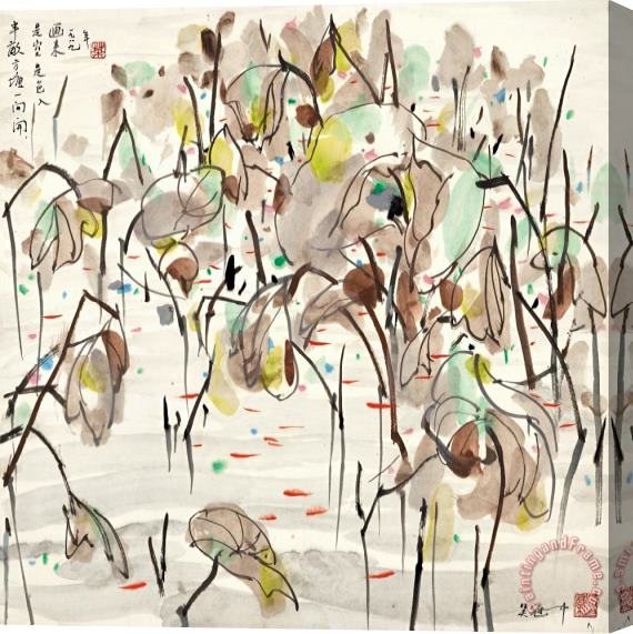 Wu Guanzhong Lotus Pond 是空是色入畫來, 1989 Stretched Canvas Print / Canvas Art