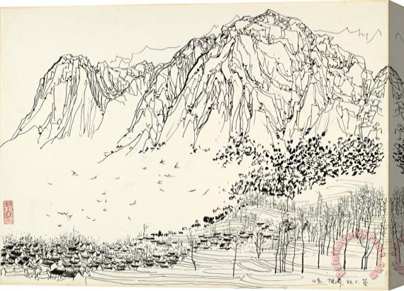 Wu Guanzhong Mountain Village, 1976 Stretched Canvas Painting / Canvas Art