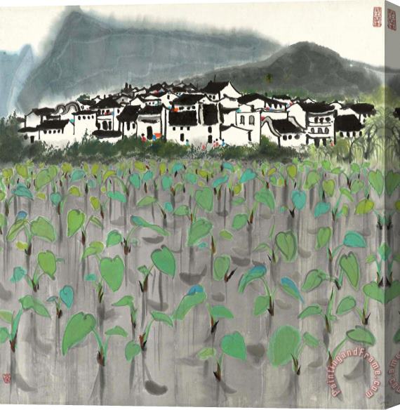 Wu Guanzhong Mountain Village Stretched Canvas Painting / Canvas Art