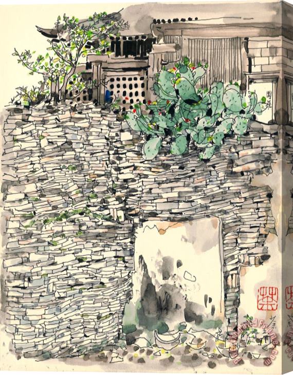 Wu Guanzhong Old Wall in Zhou Zhuang, 1985 Stretched Canvas Print / Canvas Art