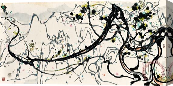 Wu Guanzhong Pine And Rock Stretched Canvas Painting / Canvas Art