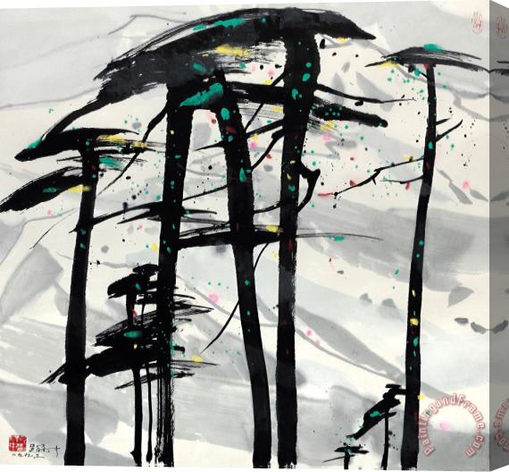 Wu Guanzhong Pines Upon The Snow Covered Mountains, 1993 Stretched Canvas Print / Canvas Art