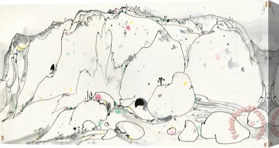 Wu Guanzhong Placid Mountain Village, 1987 Stretched Canvas Painting / Canvas Art
