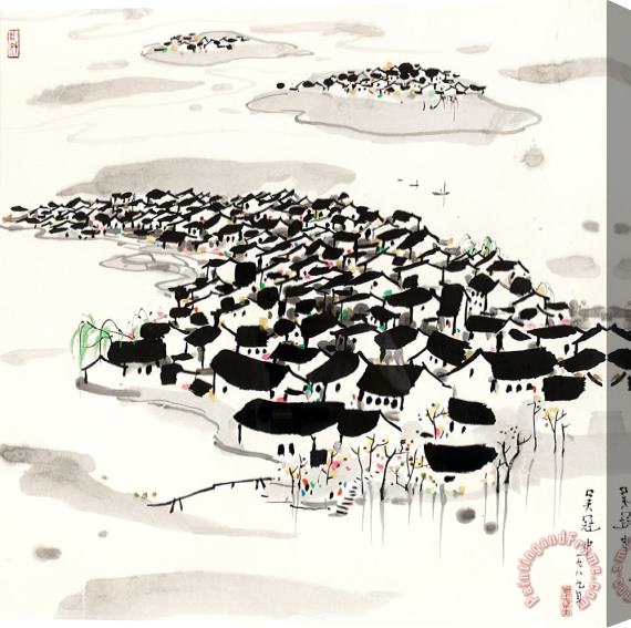 Wu Guanzhong River Town, 1989 Stretched Canvas Painting / Canvas Art