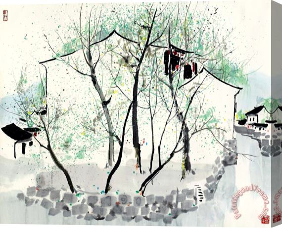 Wu Guanzhong River Town in Jiangnan Stretched Canvas Painting / Canvas Art