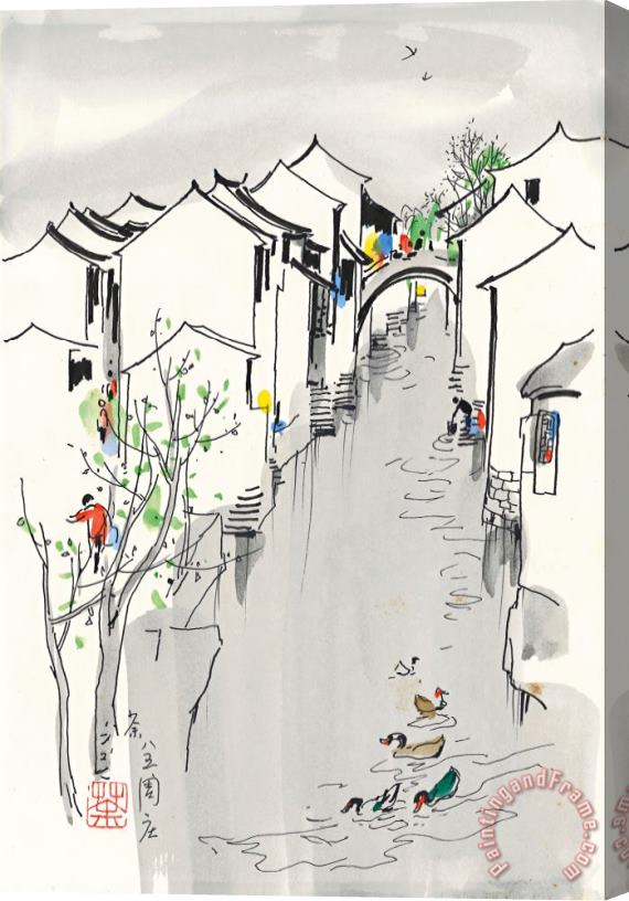 Wu Guanzhong River Town of Zhouzhuang, 1985 Stretched Canvas Painting / Canvas Art