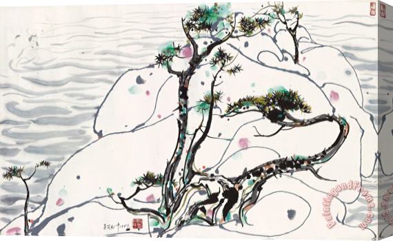 Wu Guanzhong Rocks by The Sea, 1987 Stretched Canvas Print / Canvas Art