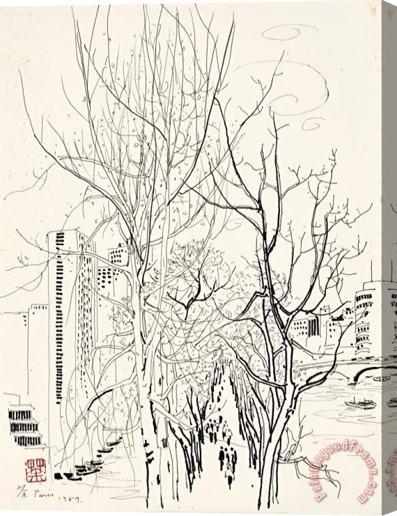 Wu Guanzhong Scenery Along The Seine 巴黎塞納河, 1989 Stretched Canvas Print / Canvas Art
