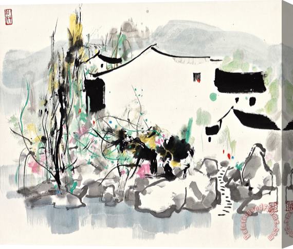 Wu Guanzhong Scenery of Jiangnan Stretched Canvas Painting / Canvas Art