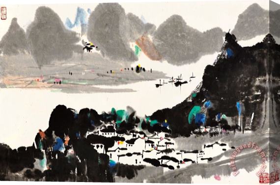 Wu Guanzhong Scenery of Lijiang Stretched Canvas Painting / Canvas Art