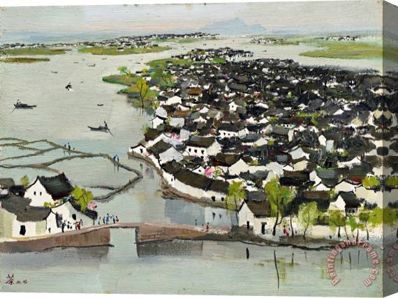 Wu Guanzhong The Hometown of Lu Xun Stretched Canvas Print / Canvas Art