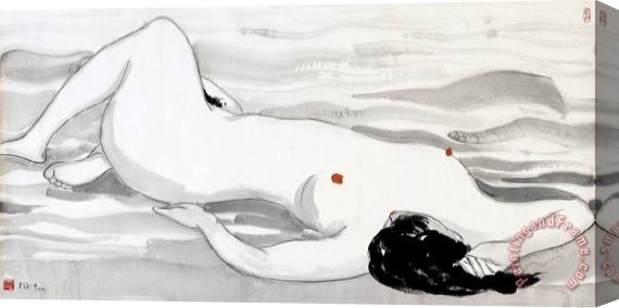 Wu Guanzhong The Sea (figure), 1990 Stretched Canvas Print / Canvas Art