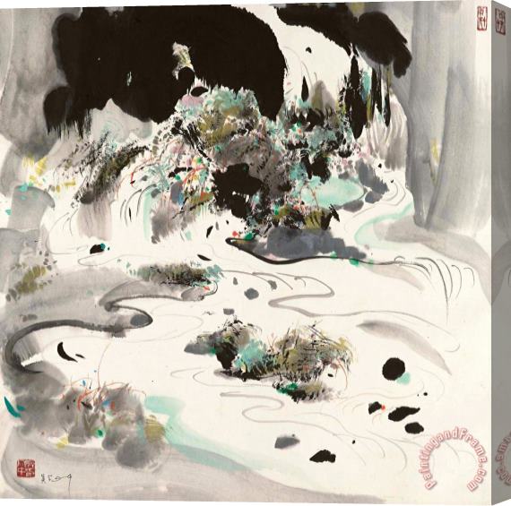 Wu Guanzhong The Waterfalls of Jiuzhaigou Stretched Canvas Painting / Canvas Art