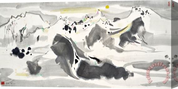 Wu Guanzhong The Yulong Mountains in The Moonlight Stretched Canvas Painting / Canvas Art