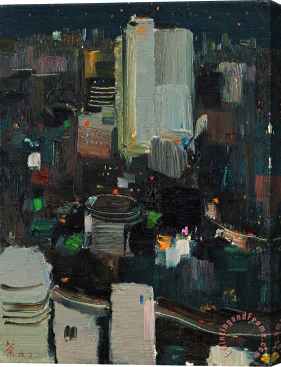 Wu Guanzhong Tokyo at Night, 1990 Stretched Canvas Painting / Canvas Art