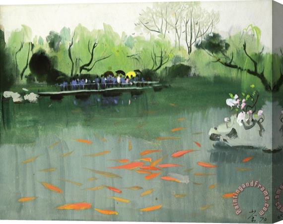 Wu Guanzhong Viewing Fishes, 1974 Stretched Canvas Print / Canvas Art