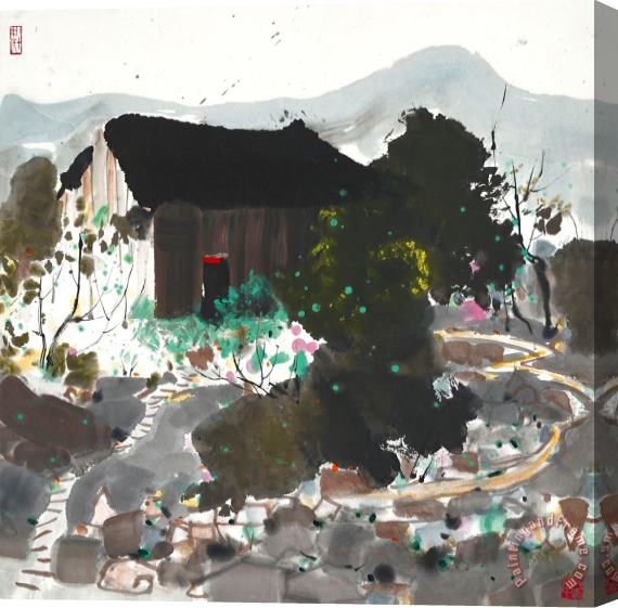 Wu Guanzhong Village Cottage Stretched Canvas Print / Canvas Art