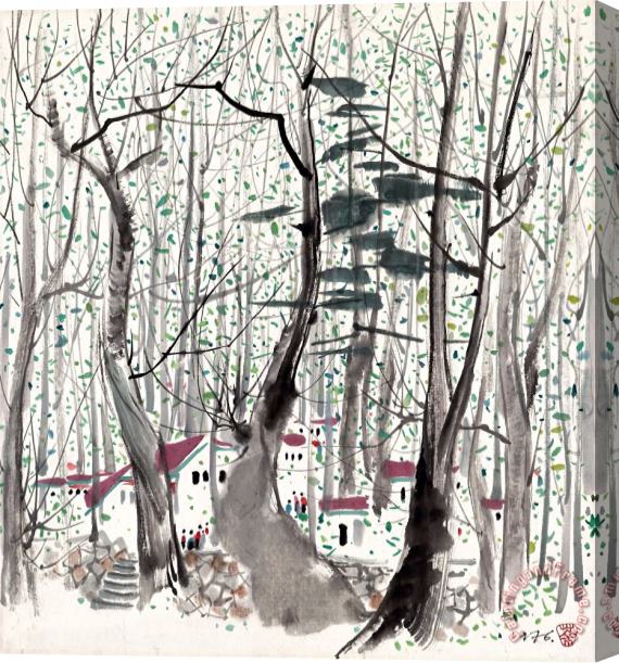 Wu Guanzhong Village in Mount Lu, 1976 Stretched Canvas Painting / Canvas Art