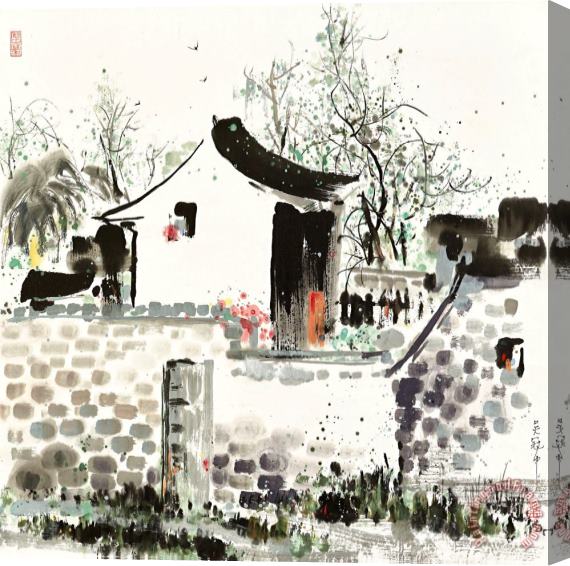 Wu Guanzhong Village Scene Stretched Canvas Painting / Canvas Art