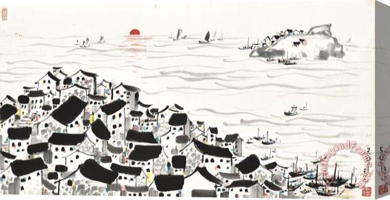 Wu Guanzhong Village Scenery Stretched Canvas Print / Canvas Art