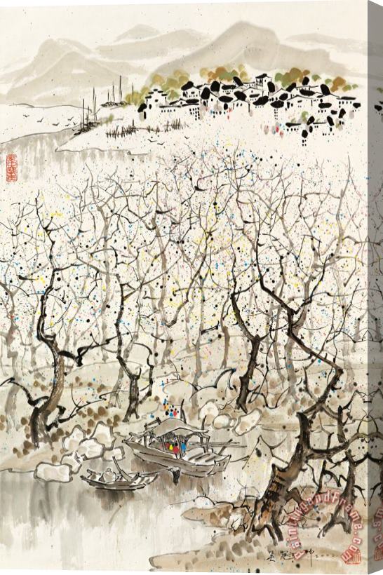 Wu Guanzhong Village Scenery Stretched Canvas Painting / Canvas Art