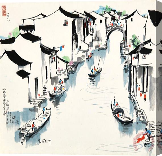 Wu Guanzhong Water Alley in Jiangnan, 1987 Stretched Canvas Painting / Canvas Art