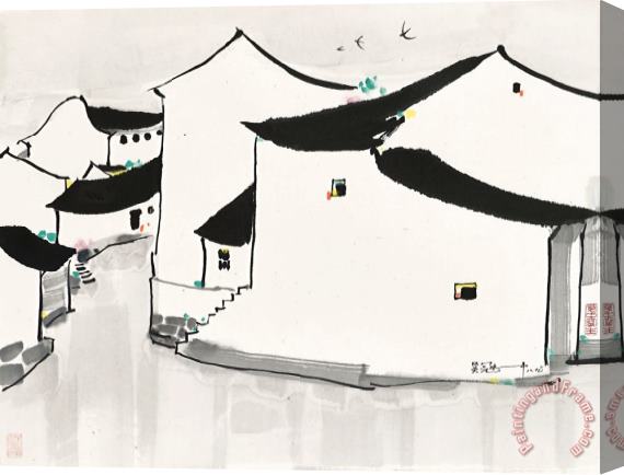 Wu Guanzhong Water Village in Jiangnan Stretched Canvas Painting / Canvas Art