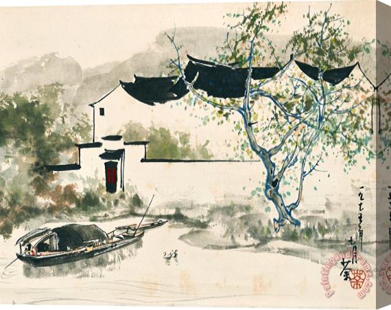 Wu Guanzhong Water Village Stretched Canvas Painting / Canvas Art