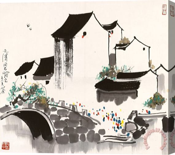Wu Guanzhong Water Village Stretched Canvas Print / Canvas Art