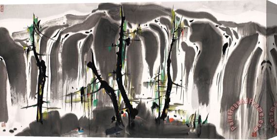 Wu Guanzhong Waterfall Stretched Canvas Print / Canvas Art