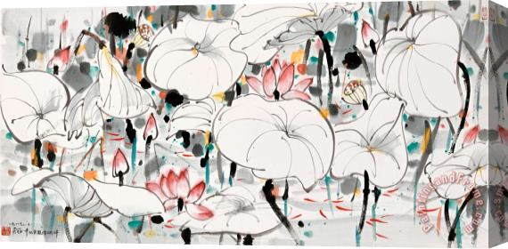 Wu Guanzhong Waterlilies Stretched Canvas Print / Canvas Art
