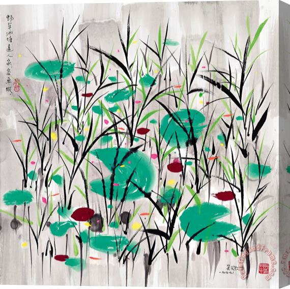Wu Guanzhong Weeds in a Pond Stretched Canvas Painting / Canvas Art