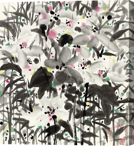 Wu Guanzhong Wild Flowers, 2001 Stretched Canvas Painting / Canvas Art